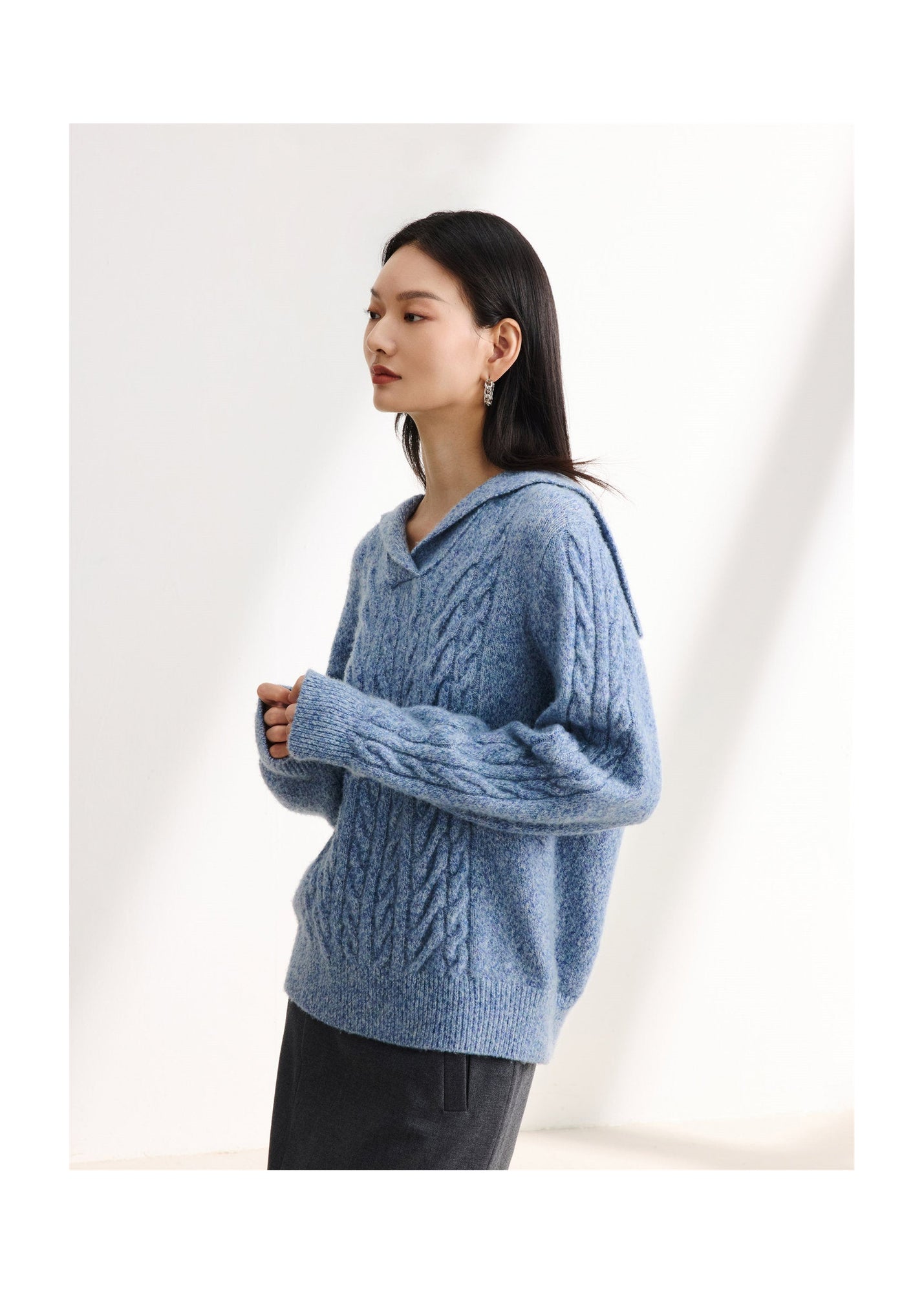 Cable Knit Pullover | Blue