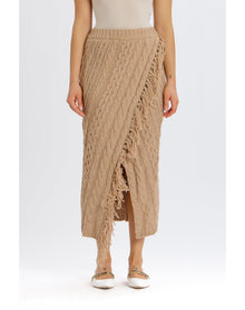 Cableknit Sweater Skirt | Tan