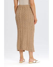 Cableknit Sweater Skirt | Tan
