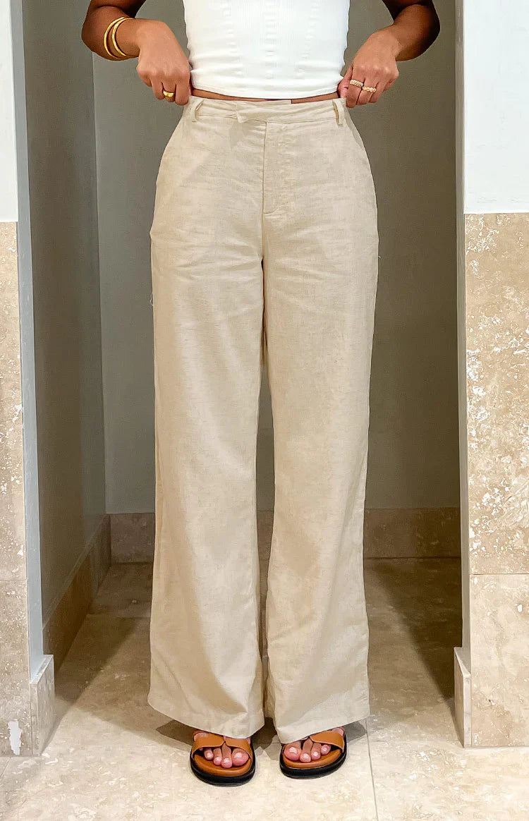 Cabo Linen Blend Pants | Cream