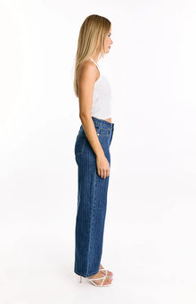 Calliope Pinstripe Mid Rise Slouchy Jeans | Mid Wash
