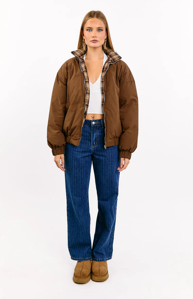 Calliope Pinstripe Mid Rise Slouchy Jeans | Mid Wash
