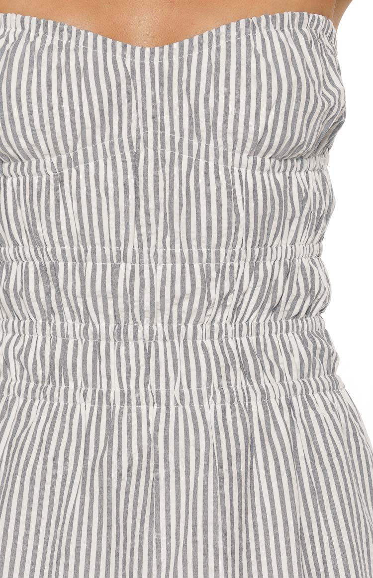 Calvin Strapless Mini Dress | Blue Stripe