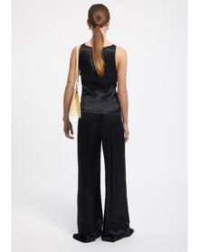 Camille | Satin Cowl Neck Top | Black