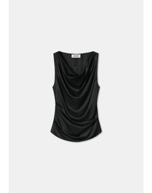 Camille | Satin Cowl Neck Top | Black