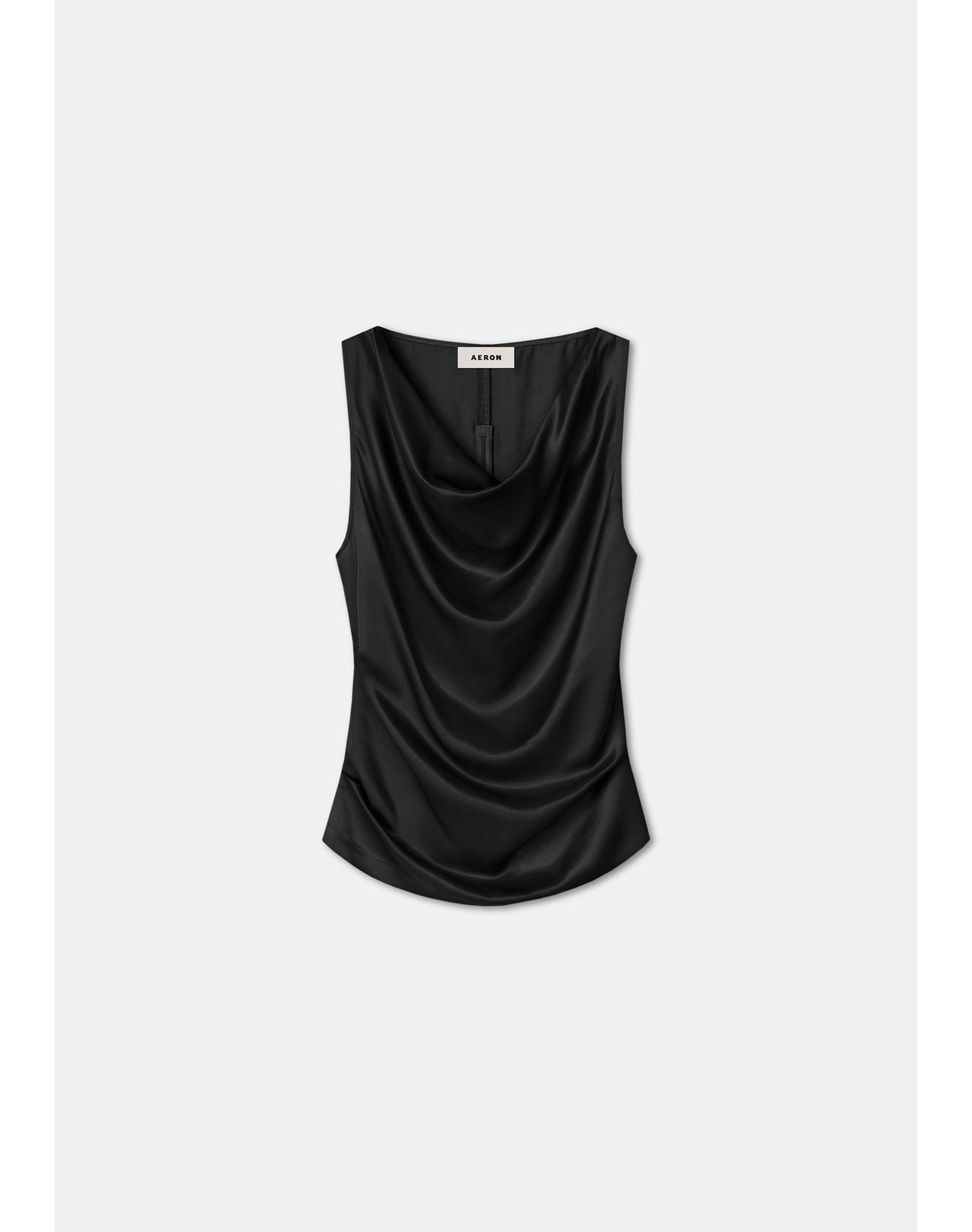 Camille | Satin Cowl Neck Top | Black