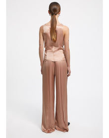 Camille | Satin Cowl Neck Top | Pale Rose