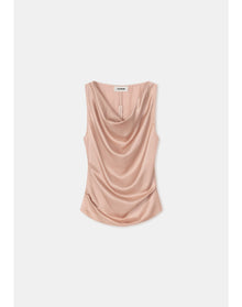 Camille | Satin Cowl Neck Top | Pale Rose
