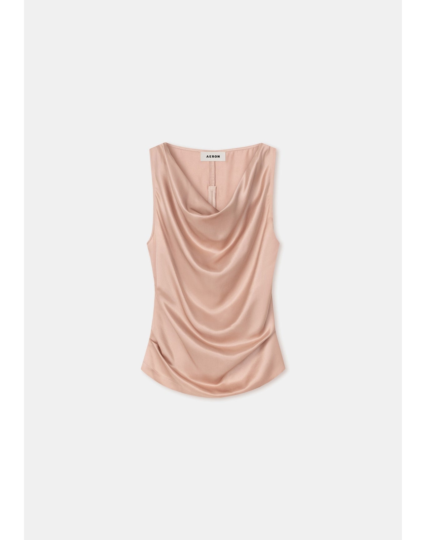 Camille | Satin Cowl Neck Top | Pale Rose