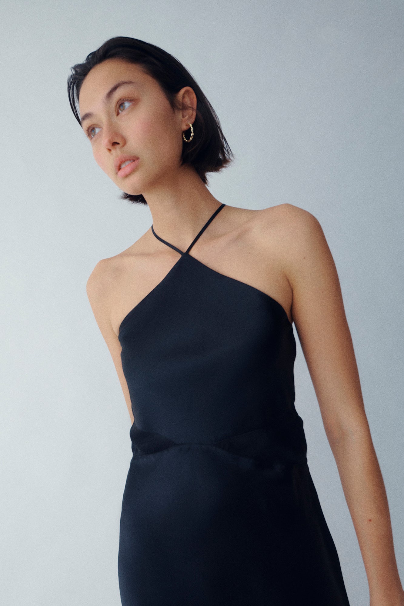 GINIA Fiora Halter Short Dress in Black