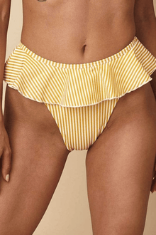 Tamarindo Ruffle Bikini Bottom | Canary Stripe