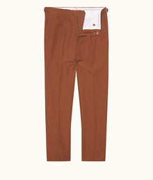 Carsyn Slim Fit Tapered Cotton-Linen Trousers Woven | Cinnamon Coffee