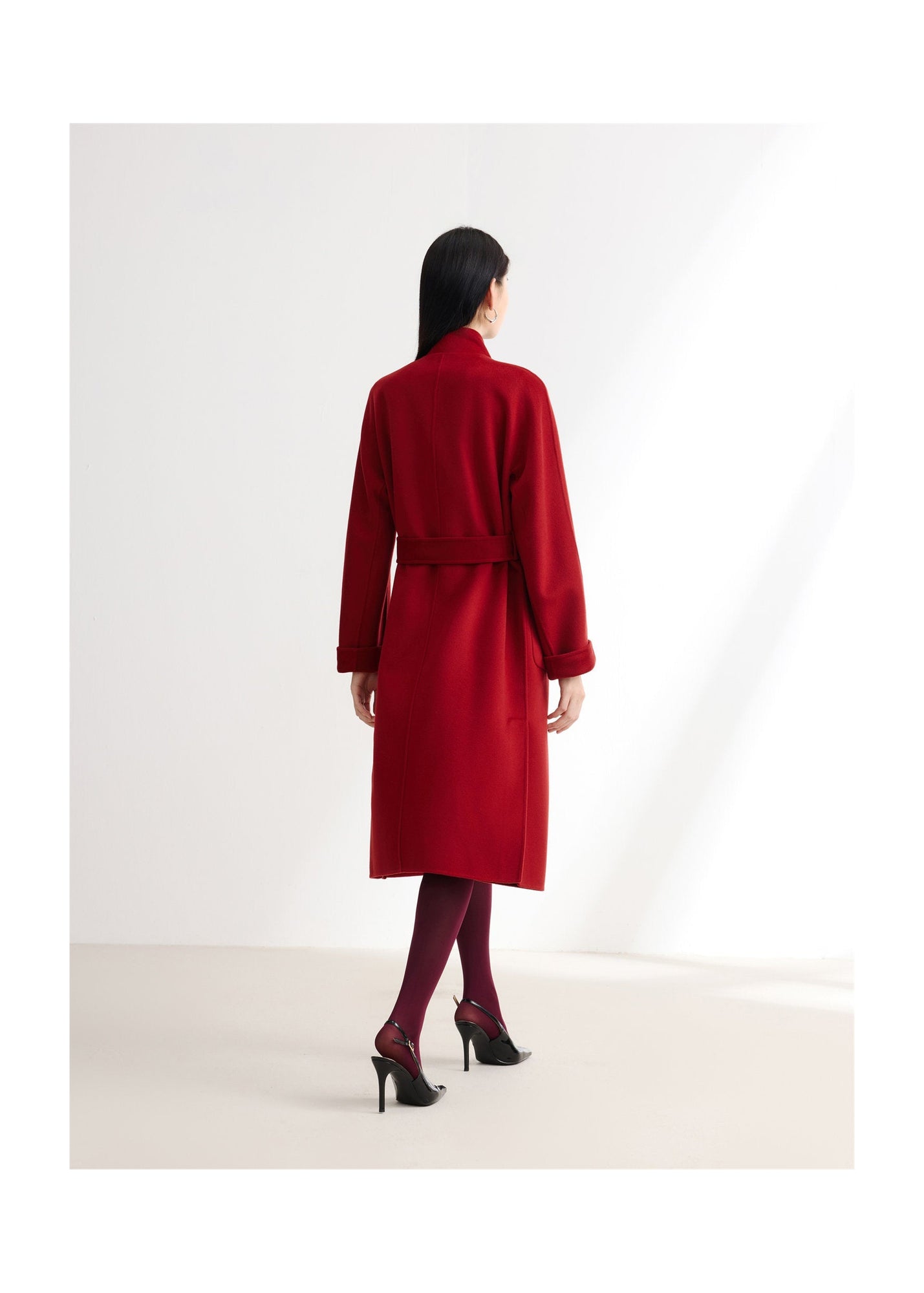 Cashmere-Wool Double-Faced Coat | Red