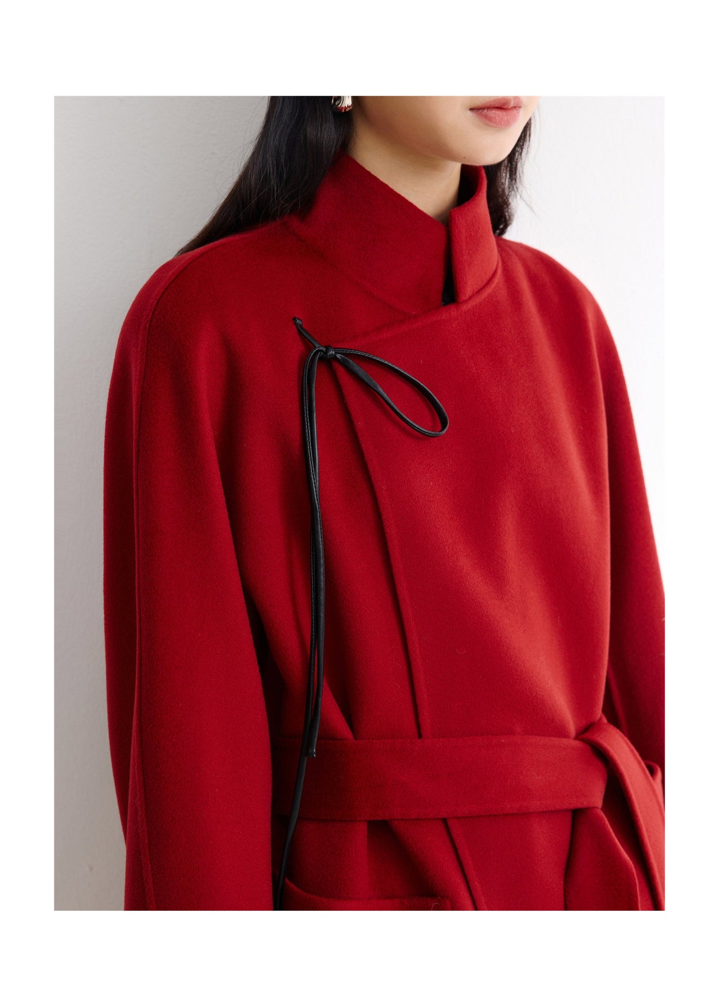 Cashmere-Wool Double-Faced Coat | Red