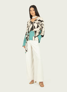 Chiara Blouse | Cyan Green Abstract Floral Print