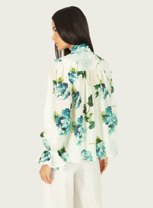 Eliana Blouse | Watercolor Blue Floral
