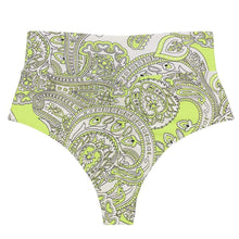 Added Coverage High Rise Bikini bottom | Chartreuse Paisley