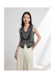 Chinese-style Embroidered Vest | Black