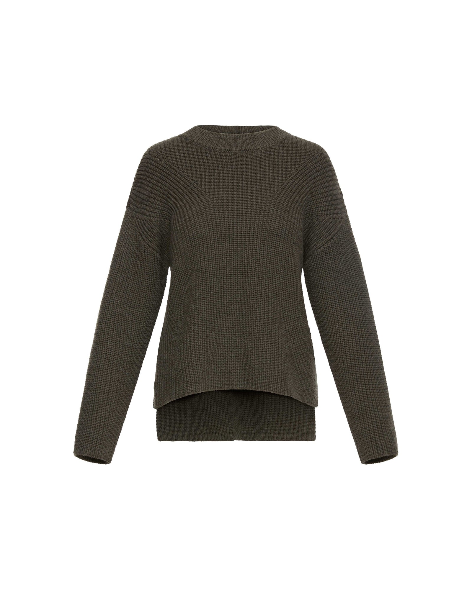 Chunky Ribbed Sweater in Merino Wool | Olive