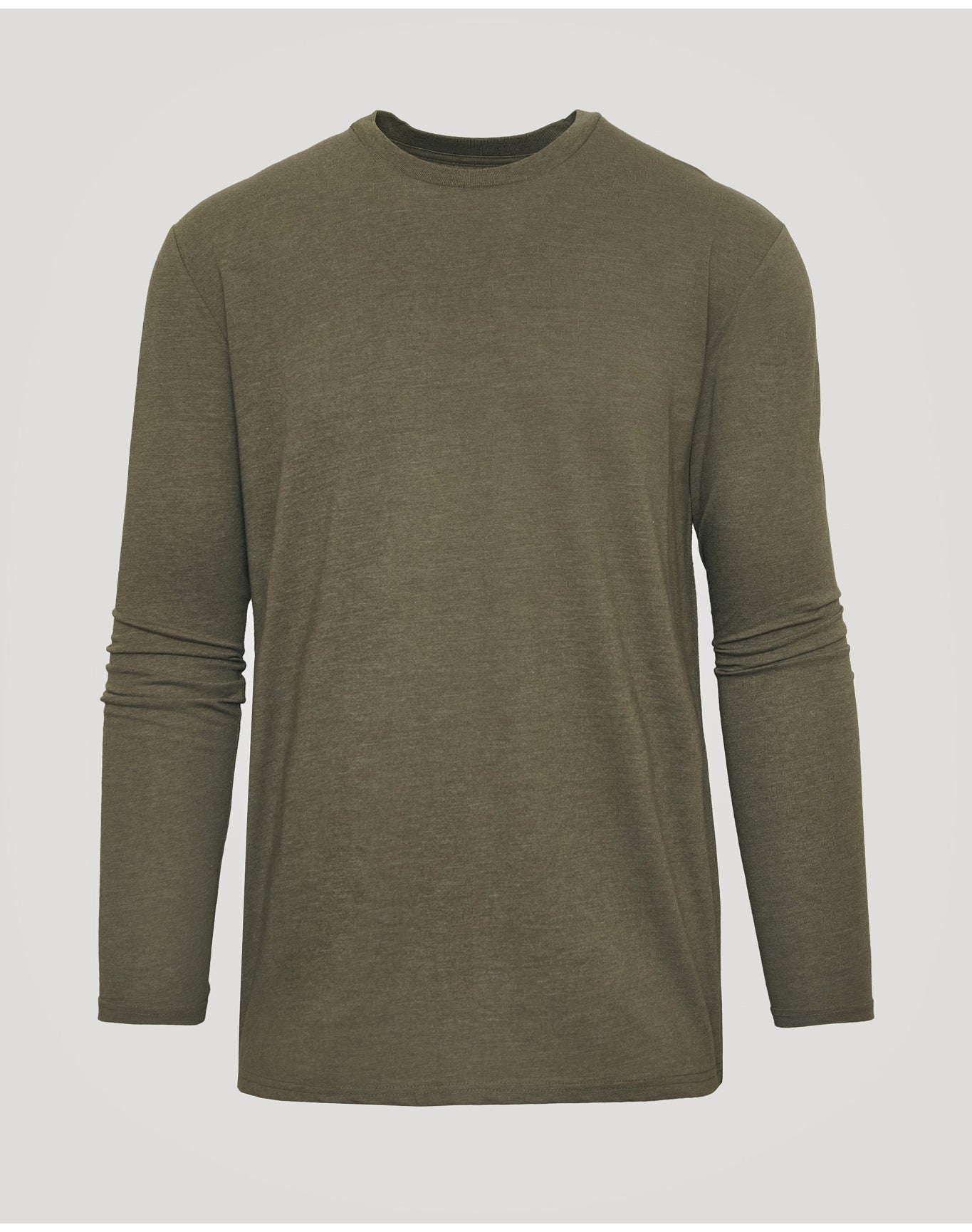 Classic Long Sleeve Crew Neck | Heather Military Green