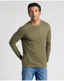 Classic Long Sleeve Crew Neck | Heather Military Green