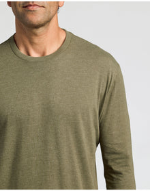 Classic Long Sleeve Crew Neck | Heather Military Green