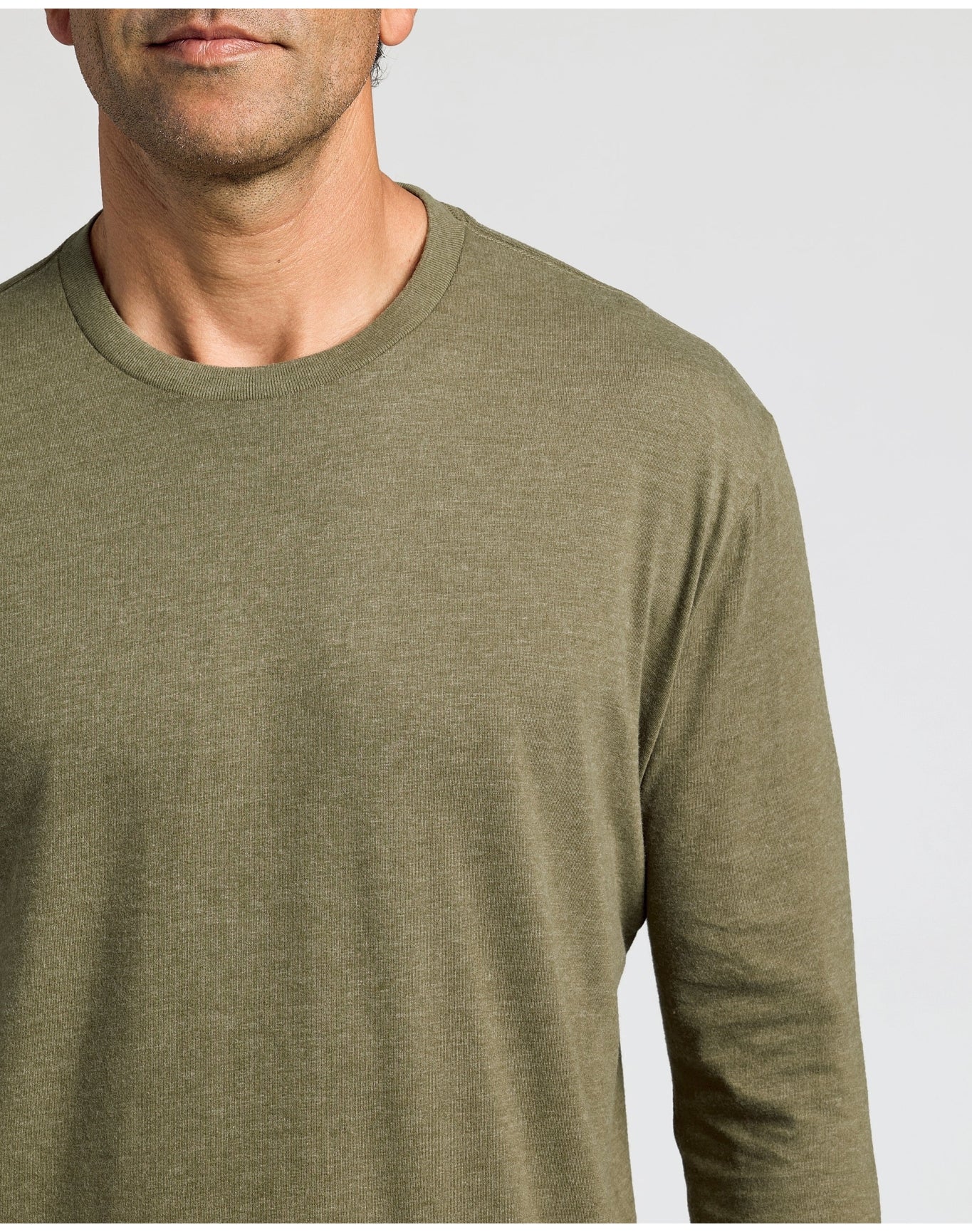 Classic Long Sleeve Crew Neck | Heather Military Green