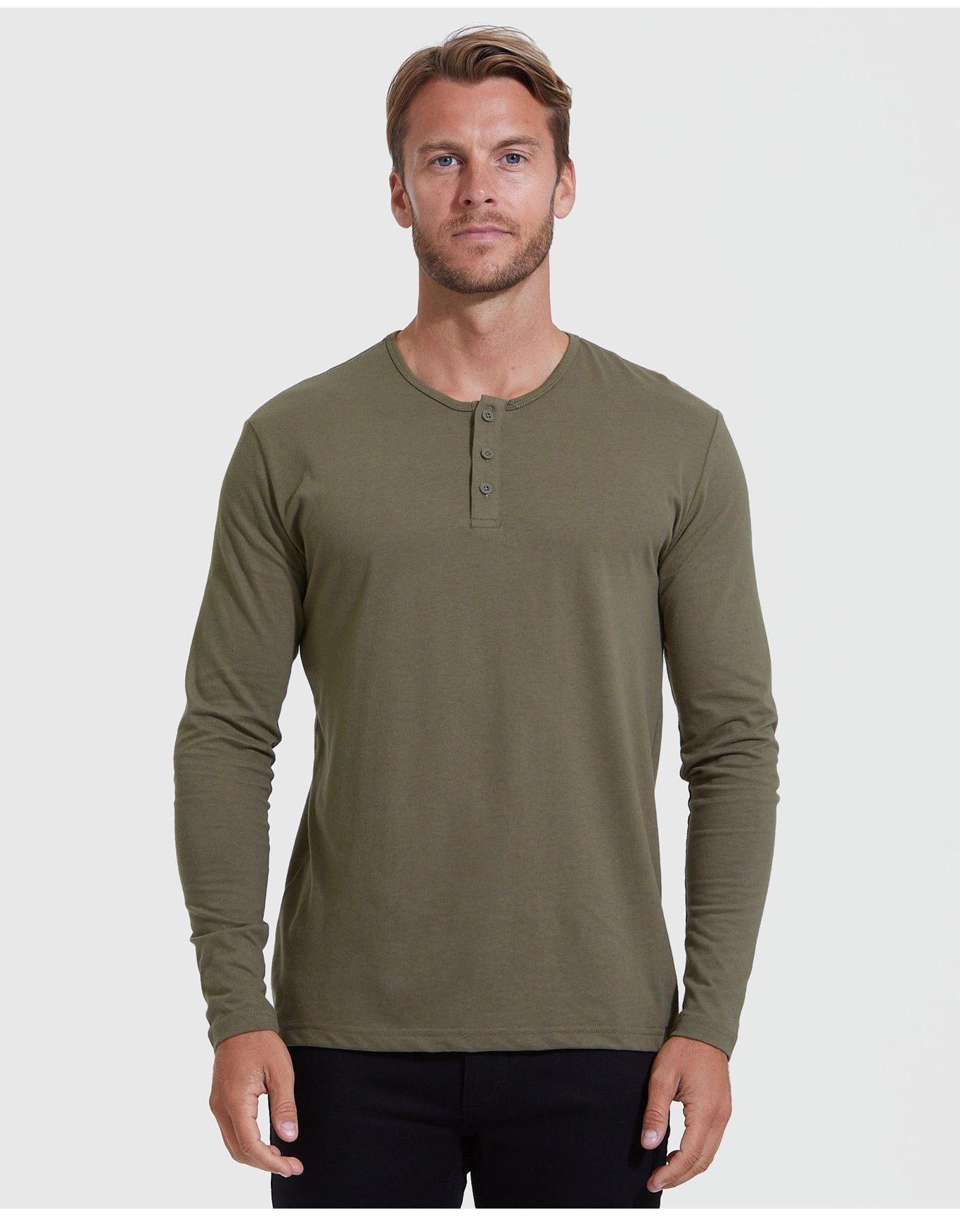 Classic Long Sleeve Henley | Military Green