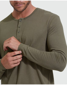 Classic Long Sleeve Henley | Military Green