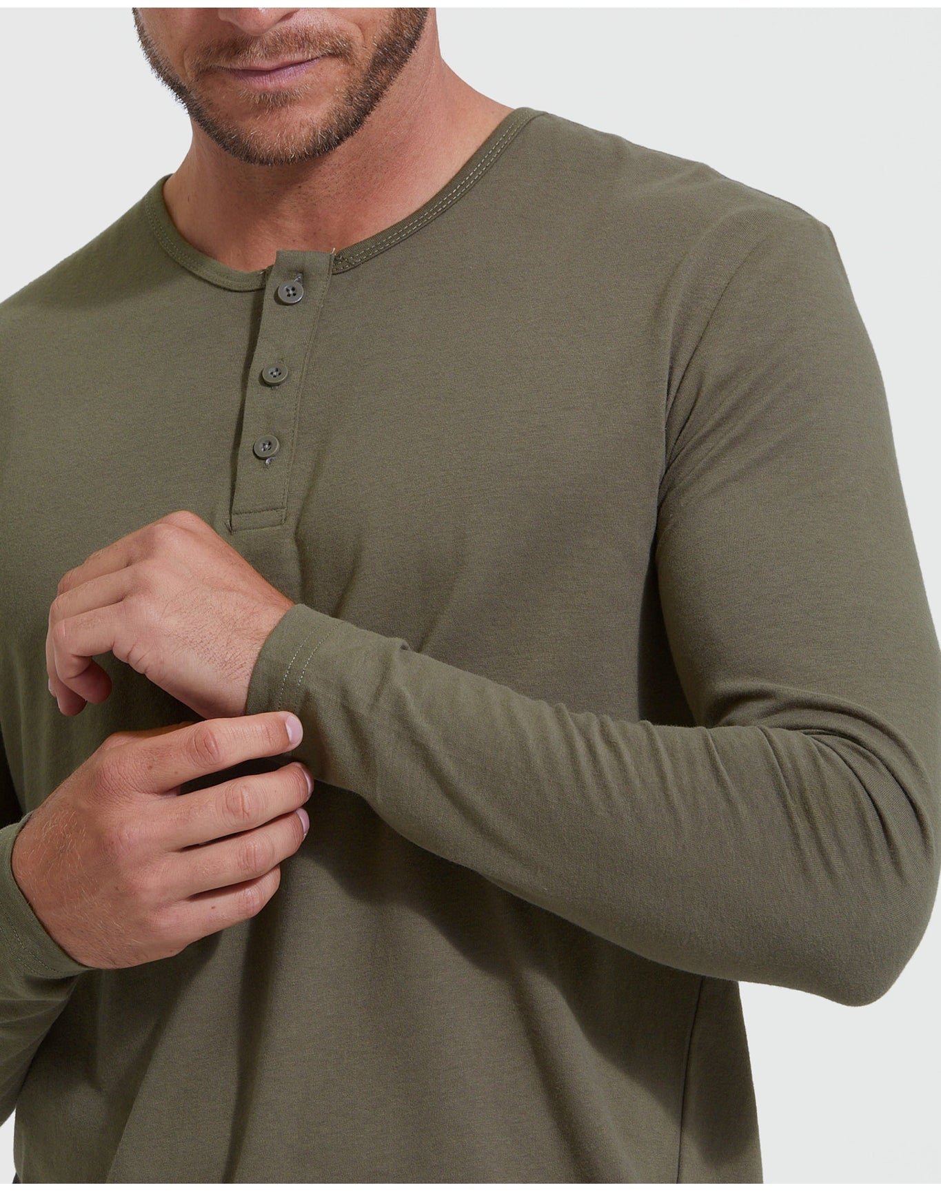 Classic Long Sleeve Henley | Military Green