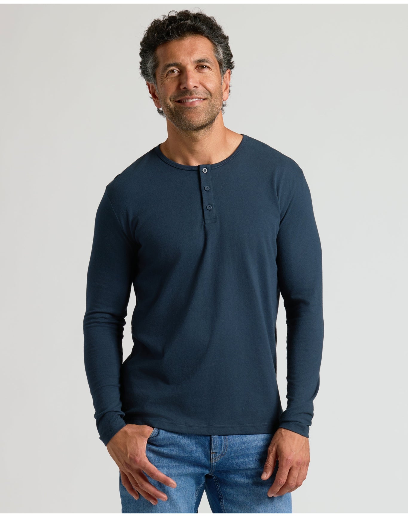 Classic Long Sleeve Henley | Navy
