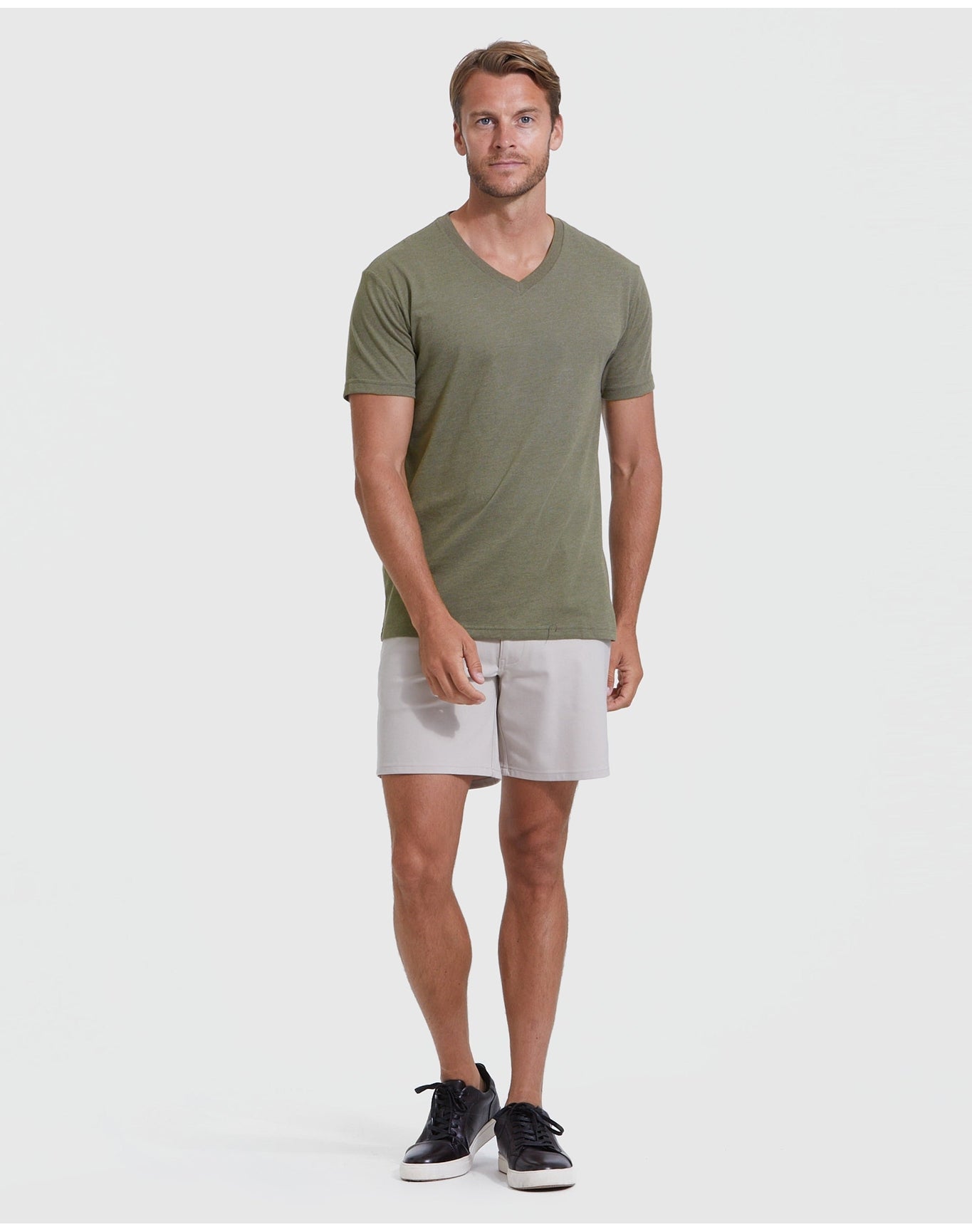 Classic V-Neck | Heather Military Green