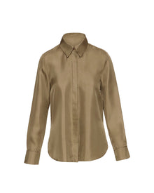 Collared Shirt in Silk Twill | Moss