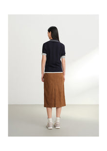 Collared Knit Base Layer Top | Navy