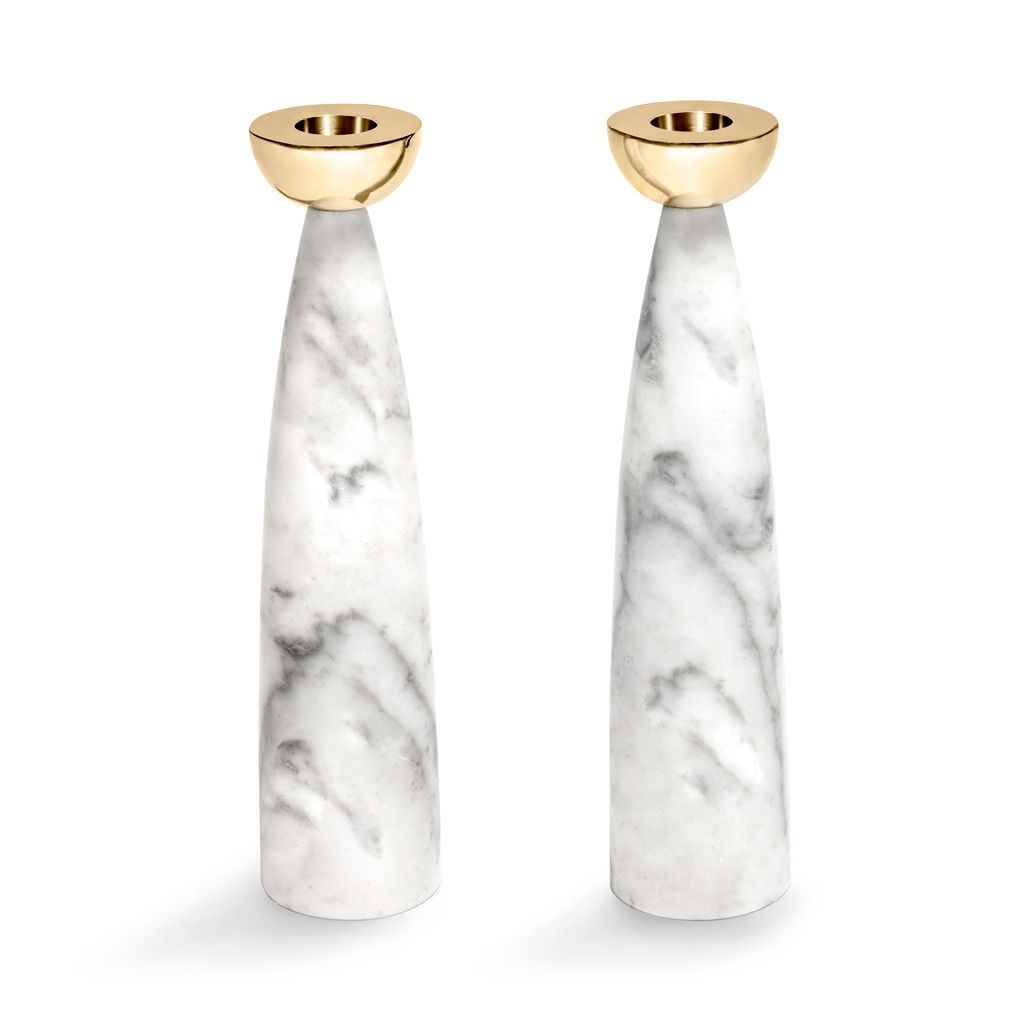 Coluna Candle Holders Marble & Gold - ANNA New York