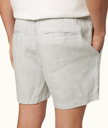Cornell Linen Easy Tailored Fit Washed Linen Shorts | White Jade
