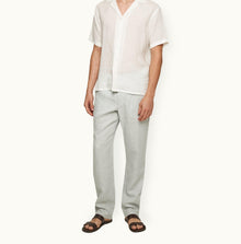 Cornell Linen Tailored Fit Washed Linen Trousers | White Jade