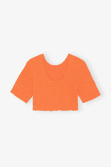 Cotton Poplin Cropped Smock Top | Vibrant Orange