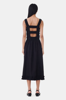 Cotton Poplin Midi Dress | Black (V2)