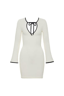 Cover Up Dress | Cream Black Binded Terry Rib
