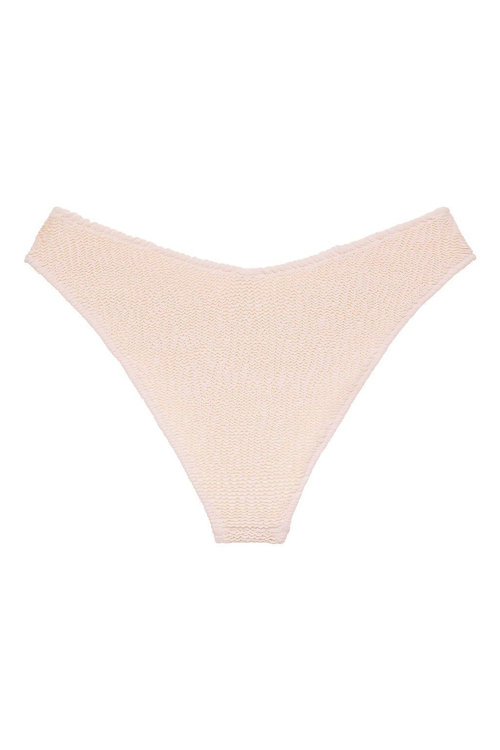 Lulu Zig Zag Stitch Bikini Bottom | Crema Scrunch