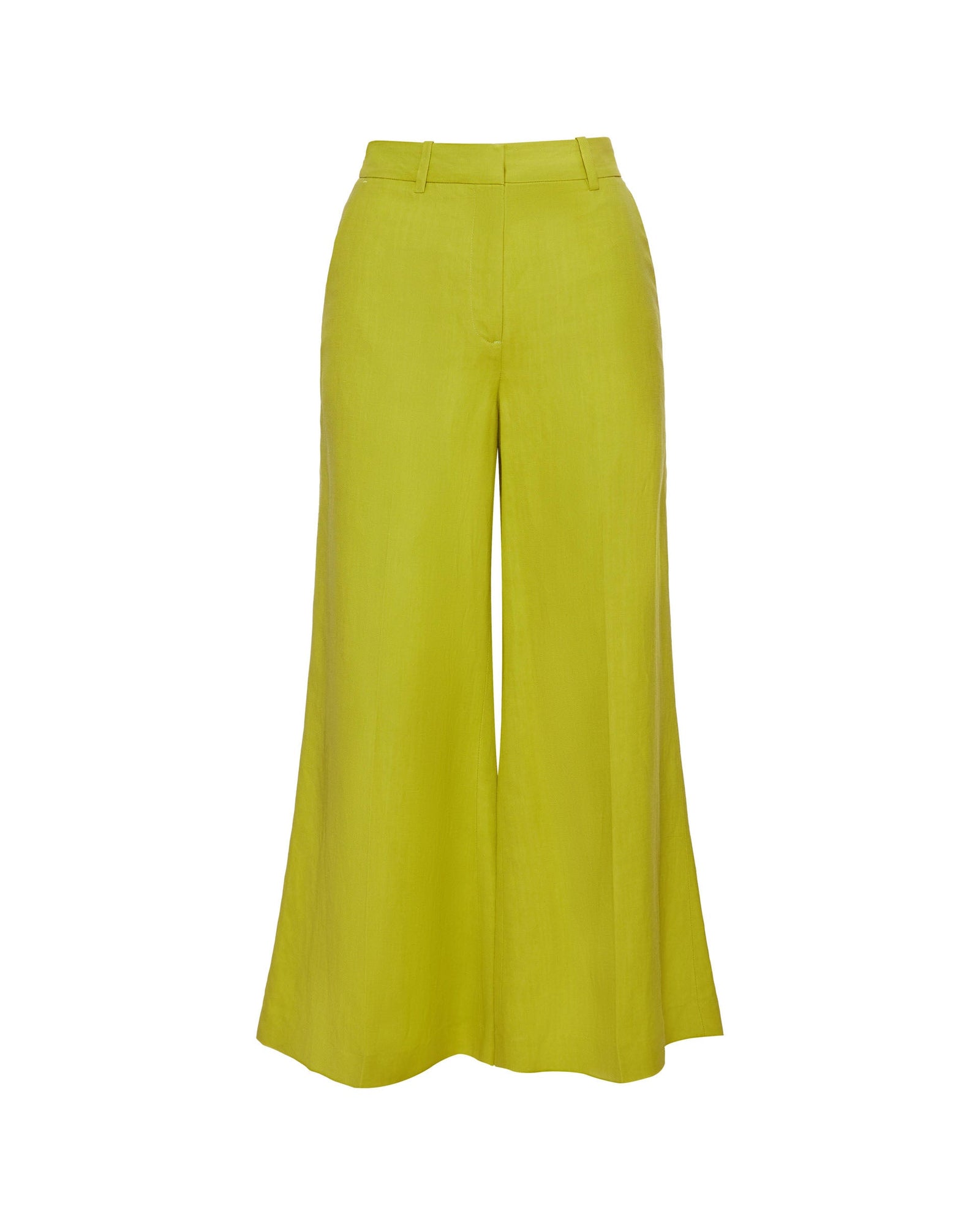 Cropped Flare Trouser in Viscose Linen Twill | Avocado