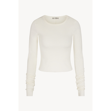 Cropped Long Sleeve Fitted Top | Cream