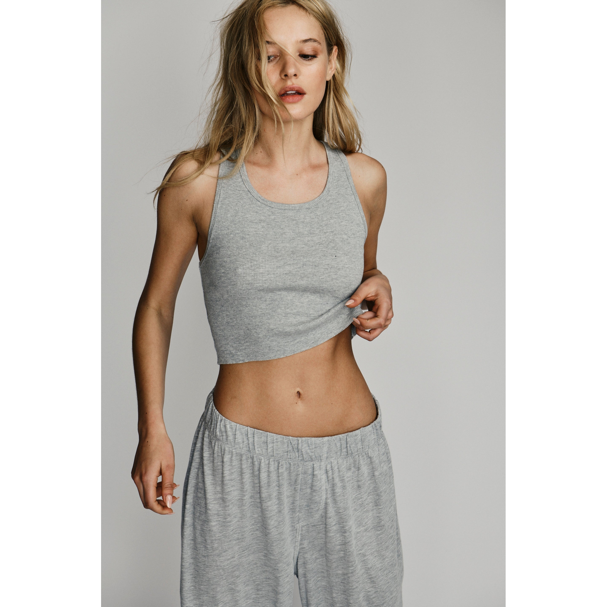 Cropped Scoop Neck Tank | Heather Grey