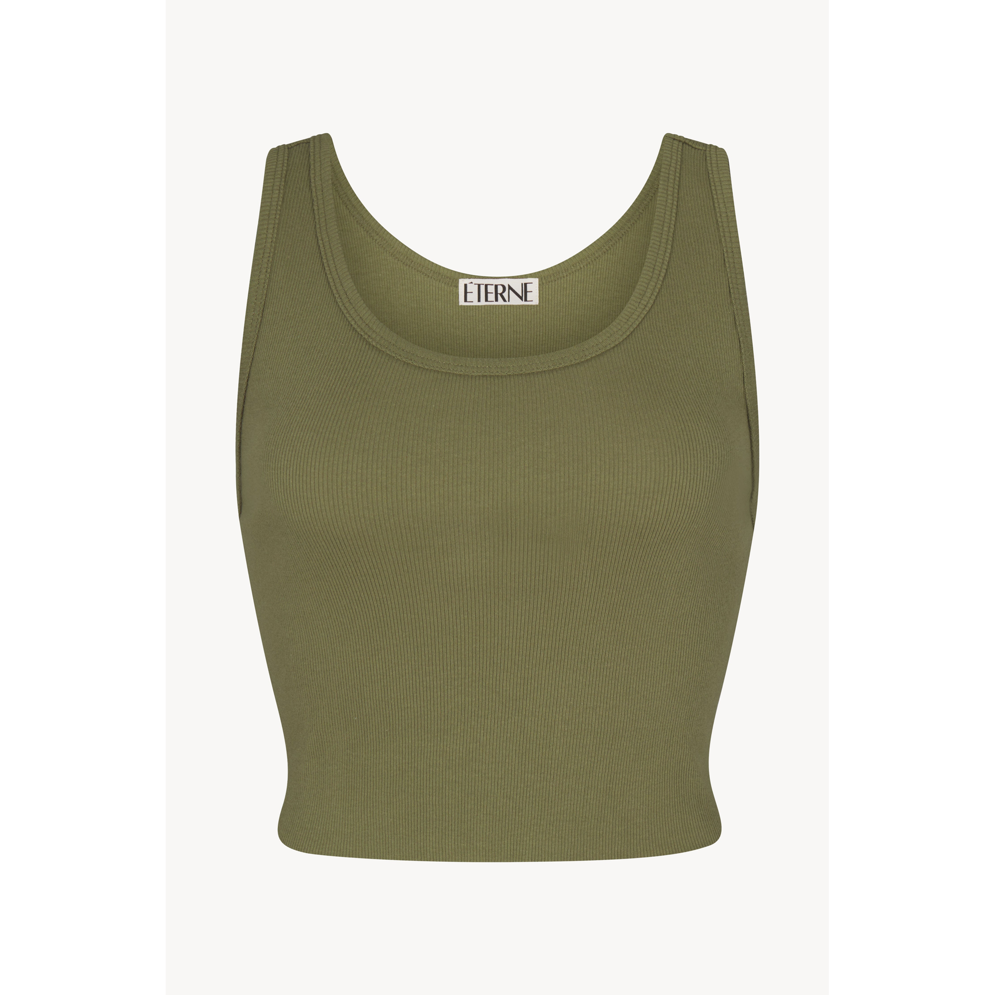 Cropped Scoop Neck Tank | Olive