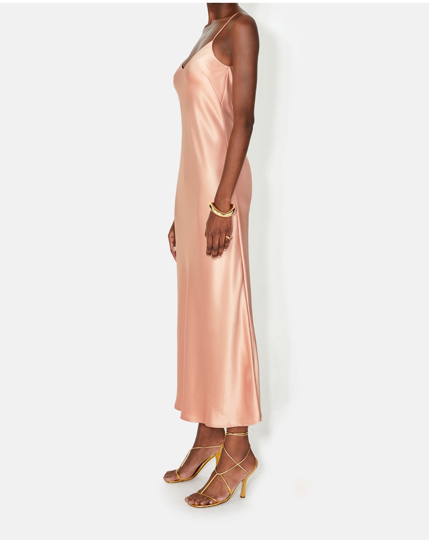 Cropped V Neck Slip Dress | Blush