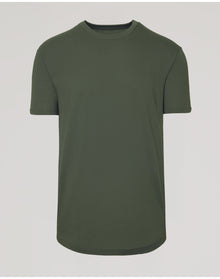 Curved Hem Classic Crew Neck | Military Green