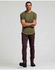 Curved Hem Classic Crew Neck | Military Green