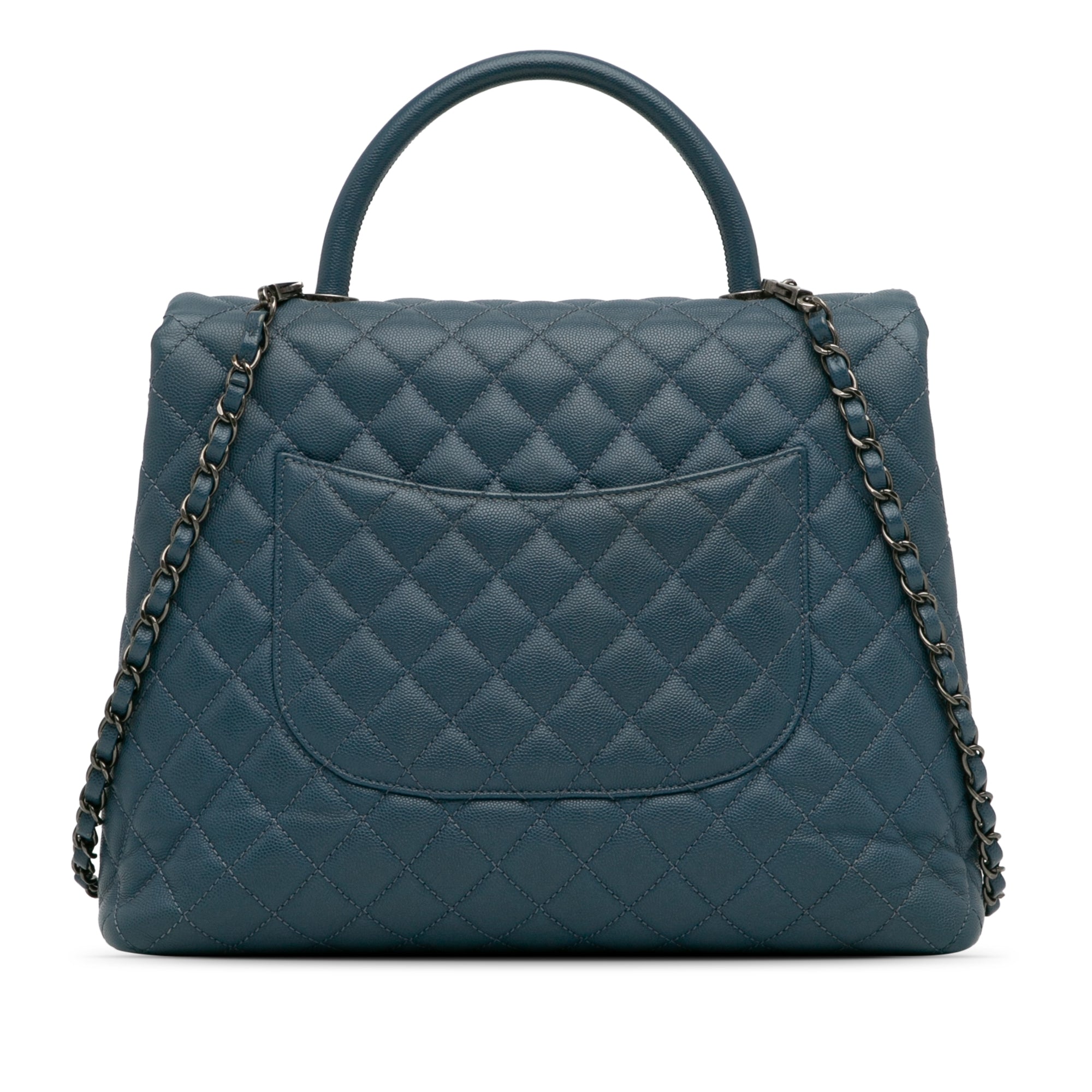 Chanel | Pre-Owned Large Caviar Coco Top Handle Bag - II | Blue/Navy