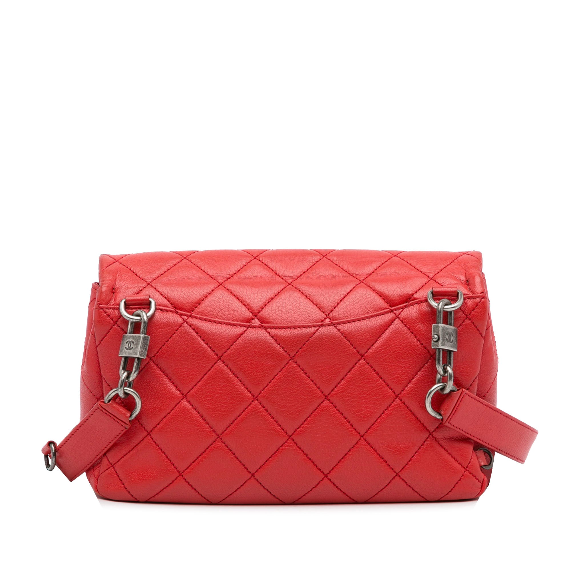 Chanel | Pre-Owned Small Quilted Goatskin Double Carry Waist Chain Flap - I | Red